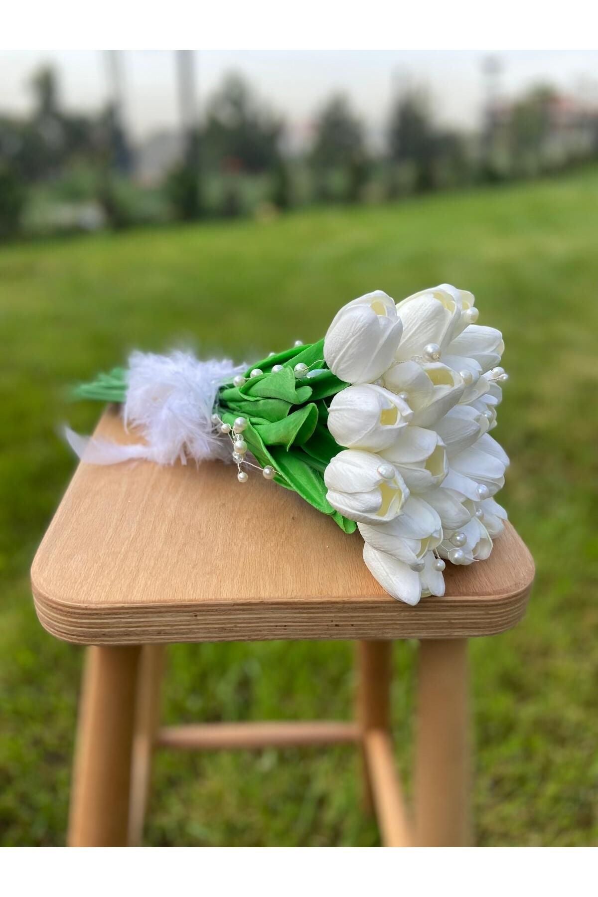 Brautstrauß Nasse Tulpe Weiß Bräutigam Boutonniere
