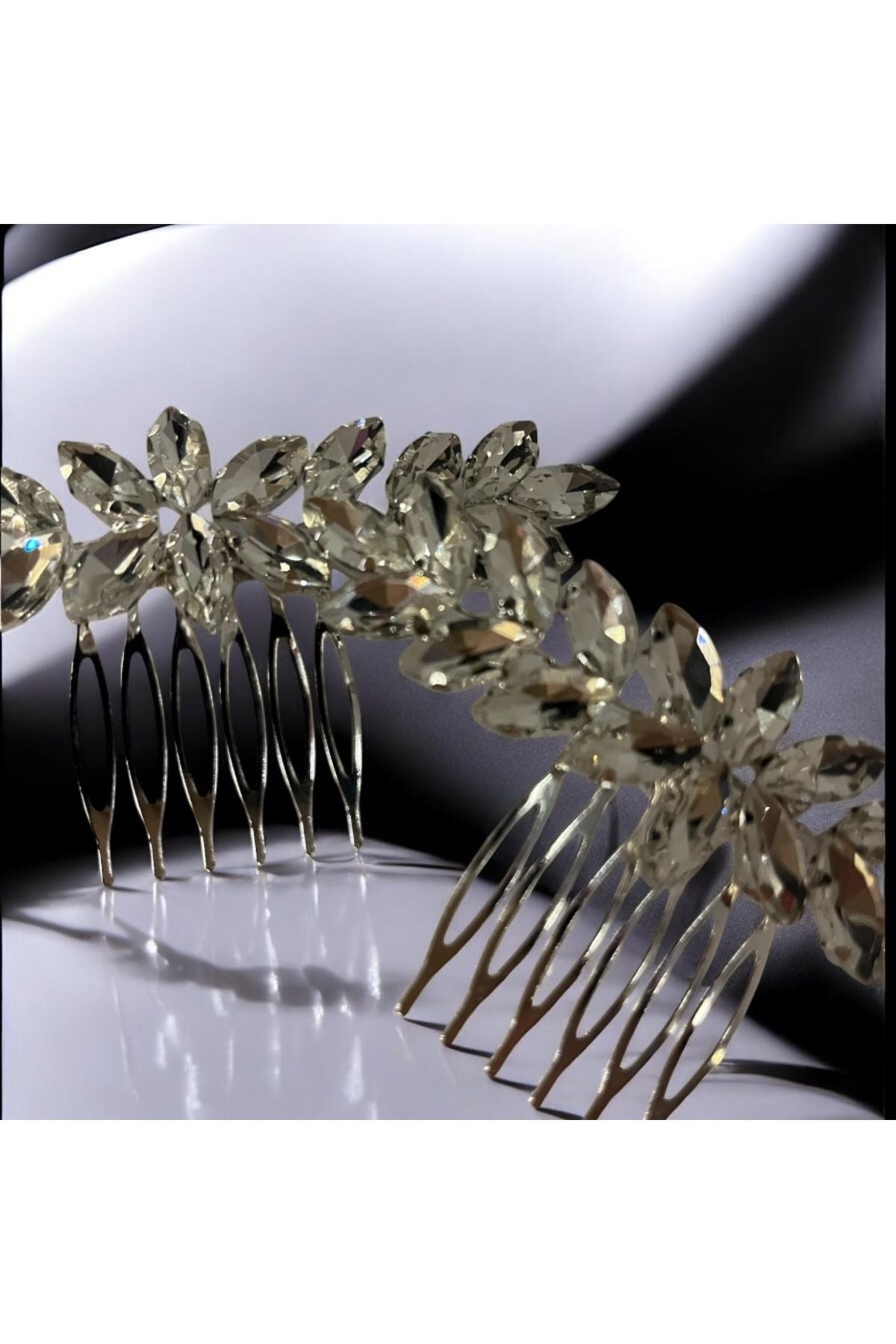 Gümüş Mekik Taşlı Parlak Çift taraflı Gelin Tokası