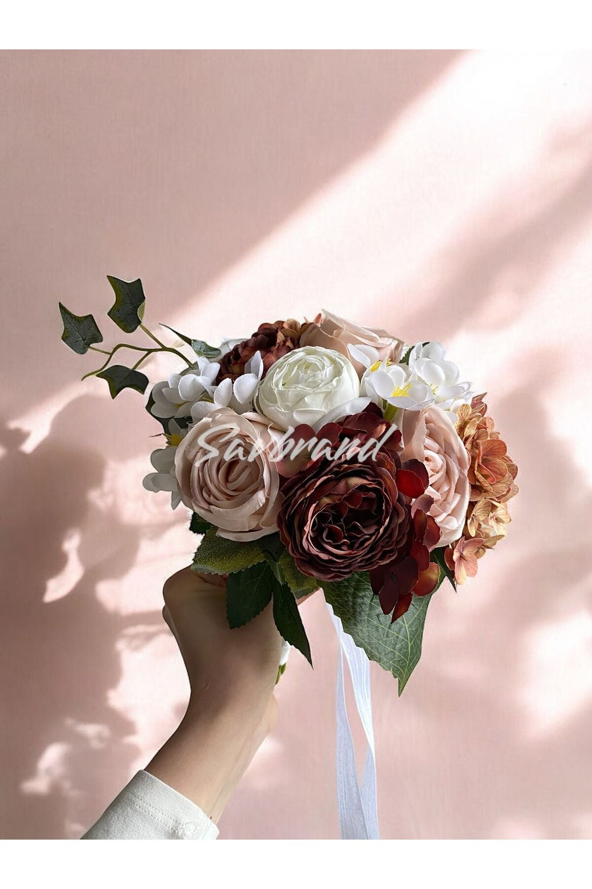 Kaffeefeuchte Hortensie Brautstrauß und Boutonniere - Verlobungsstrauß - Hochzeitsstrauß