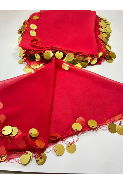 Düğün ve Kına İçin Gold Pul Şifon Halay Mendili – Büyük Boy 1 Adet