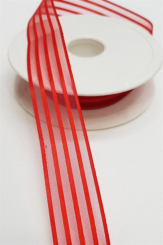 Rotes Bündel Dekoration Mitgift Braut 5 Meter gestreiften Organza Band Design