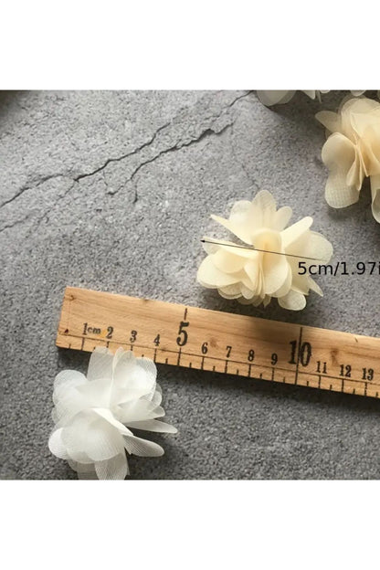 12 Adet Krem Beyaz Karışık Organze Çiçek , Lazer Çiçek 12 Adet Karışık Renk