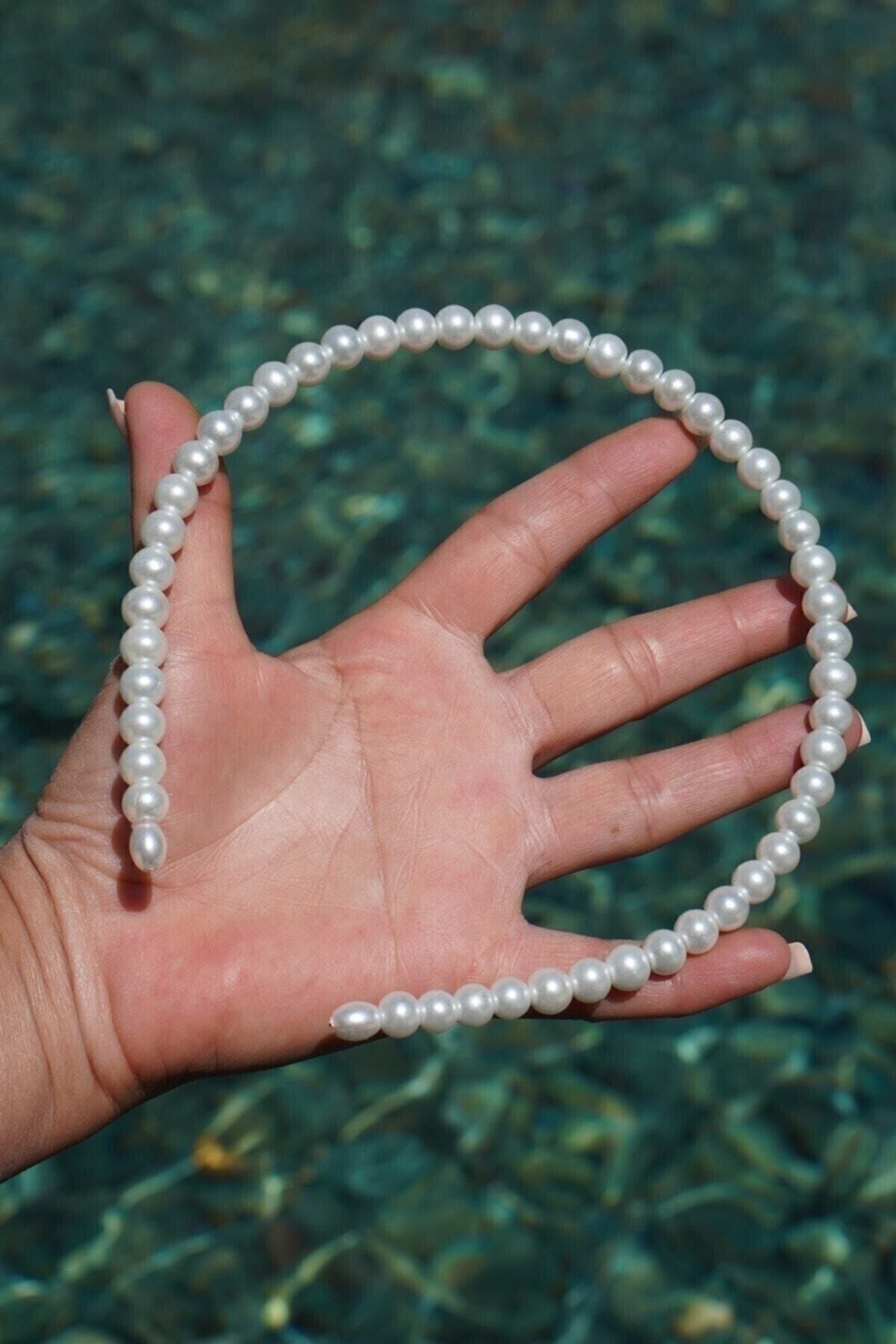 Frauen Weiß Farbe Mode Glas Perle Krone