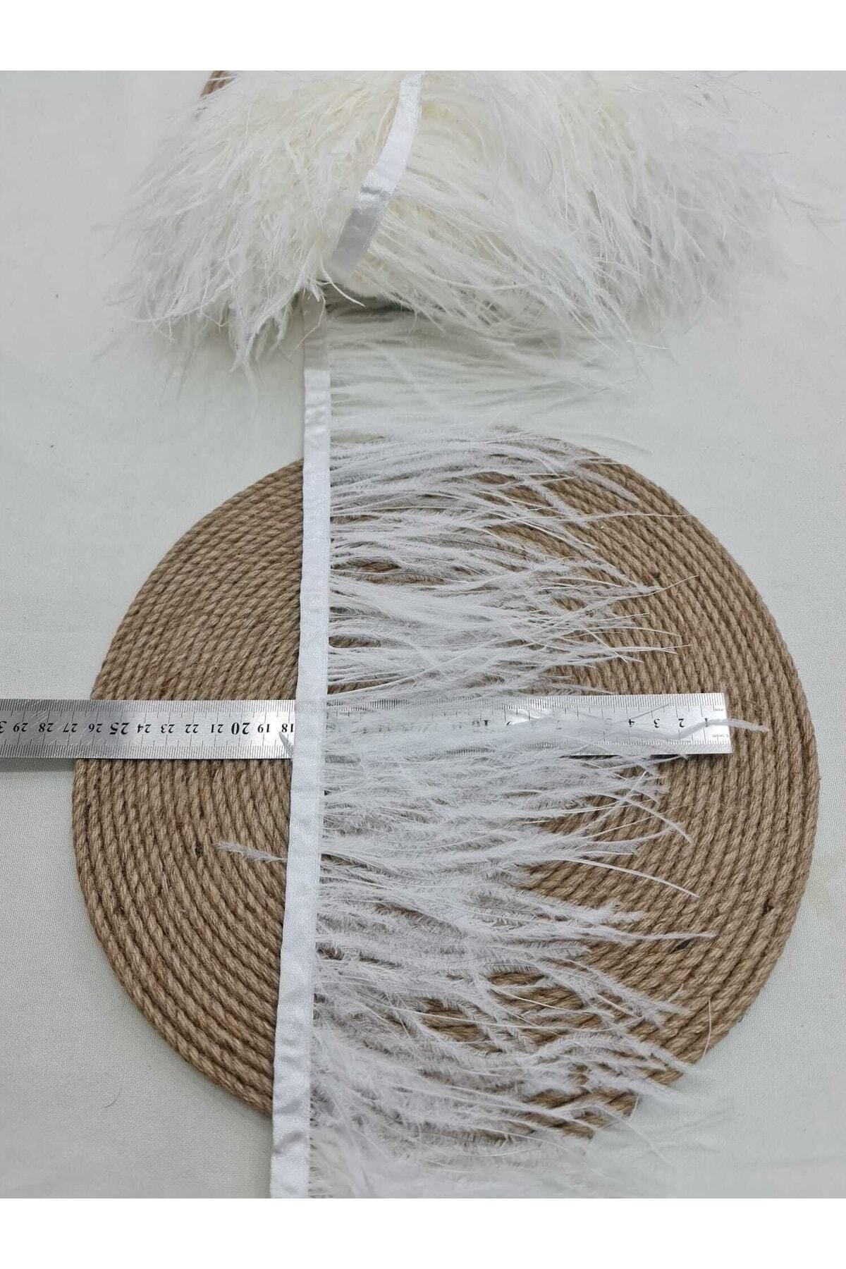 Şerit Tüy Lüx Deve Kuşu Tüyü Beyaz 15 Cm