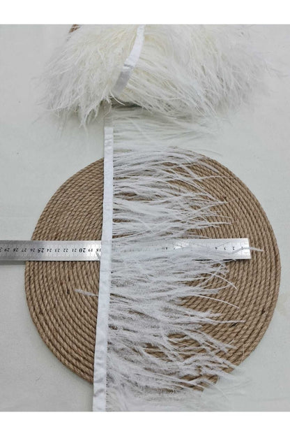 Şerit Tüy Lüx Deve Kuşu Tüyü Beyaz 15 Cm