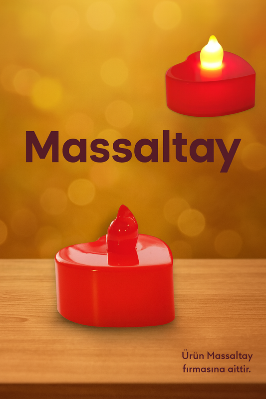 Kalp Şekilli Kırmızı LED Dekoratif Mum (1 adet)– Pilli, Işıklı, Romantik Aksesuar