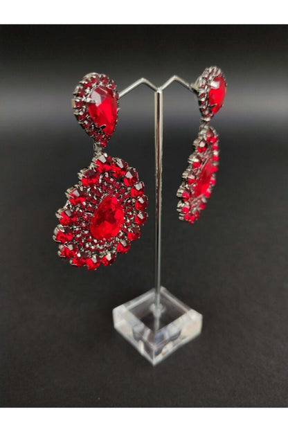 Burgunder Kristall Stein Henna Hochzeit Braut Ohrringe