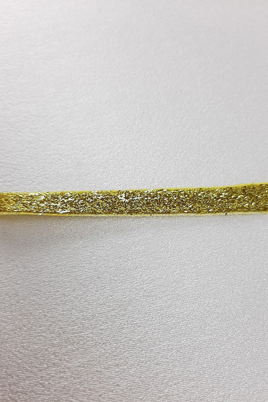 Altın Sarısı Simli Kadife Kurdele En 1 Cm 1 Metre