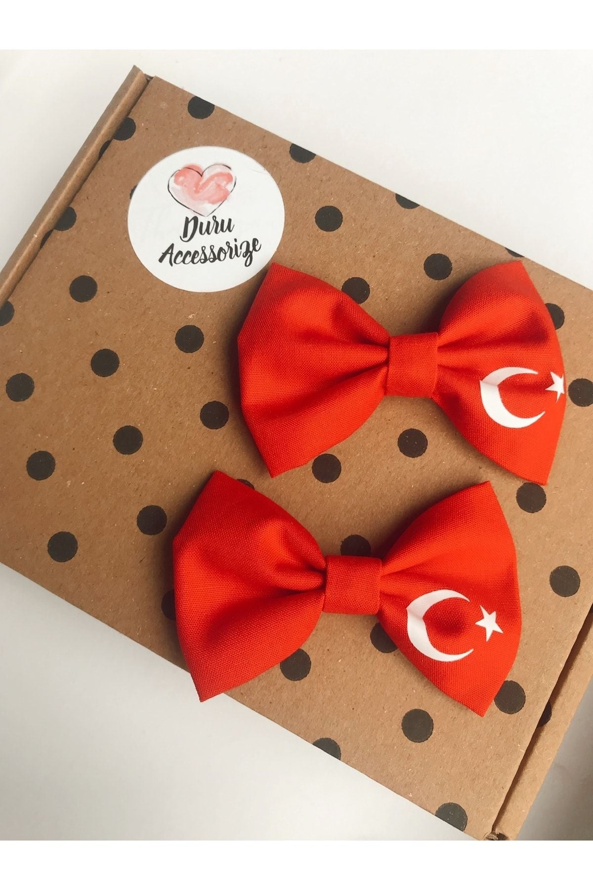 29 Ekim Türk Bayraklı Baskılı Kumaş Klips Toka 2li