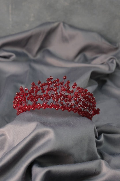 Frauen Hochzeit Krone Burgund Kristall Perlen Aren Braut Henna Krone