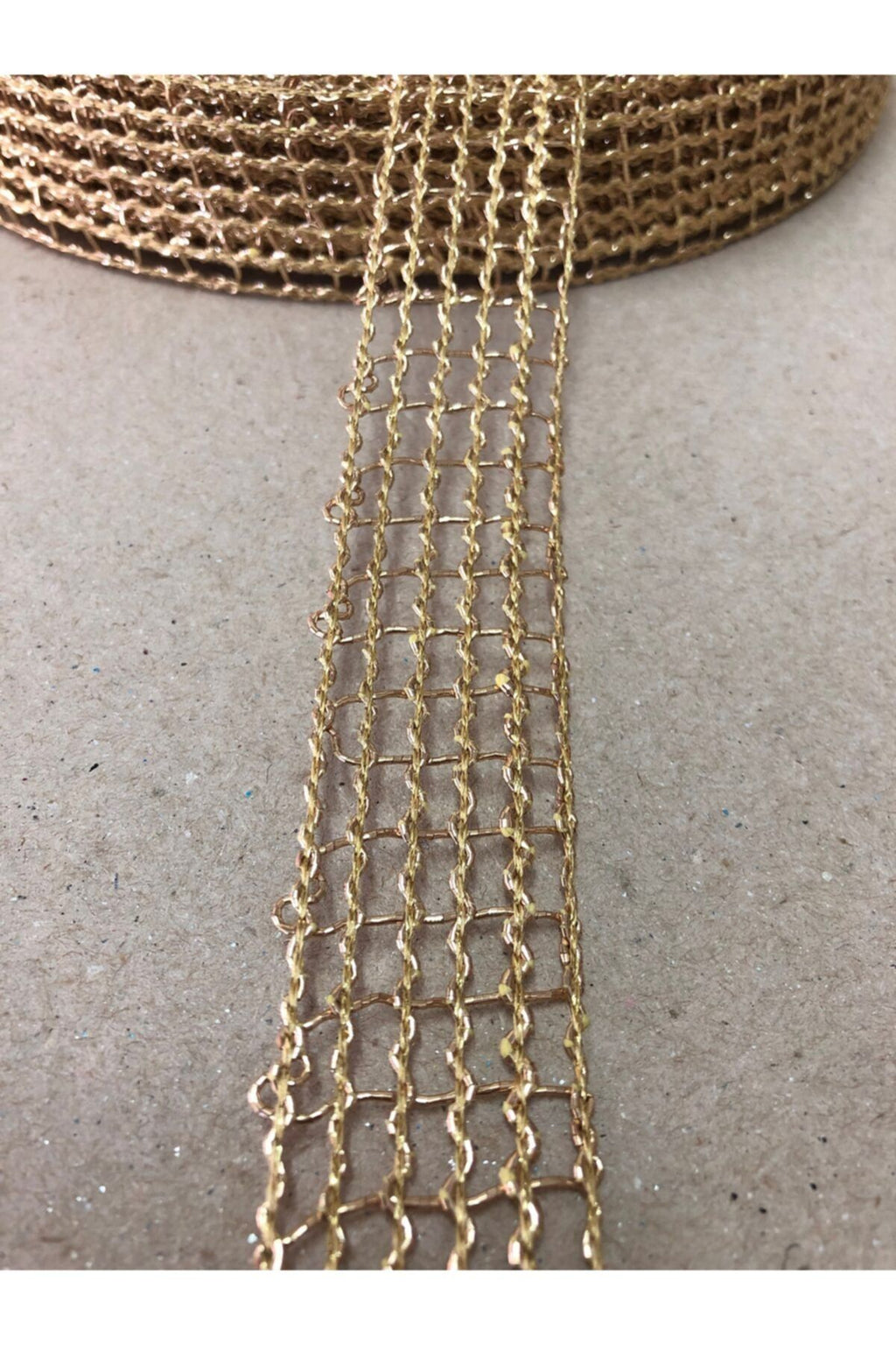 1 Meter Gold Jute Netzband 2,5 cm