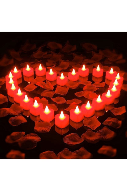 Vıpkalite 24 Stück rote LED-beleuchtete Herzkerze Rote LED-Kerze Weihnachtskerzen Batteriebetriebene Kerze Beleuchtete Kerze