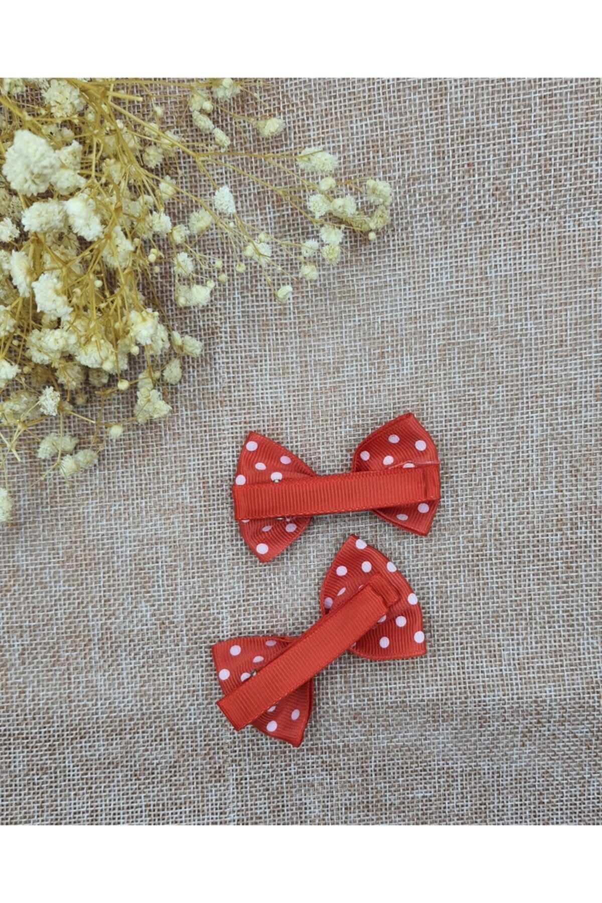 Kırmızı Fiyonk 2 Li Bebek Klips Toka