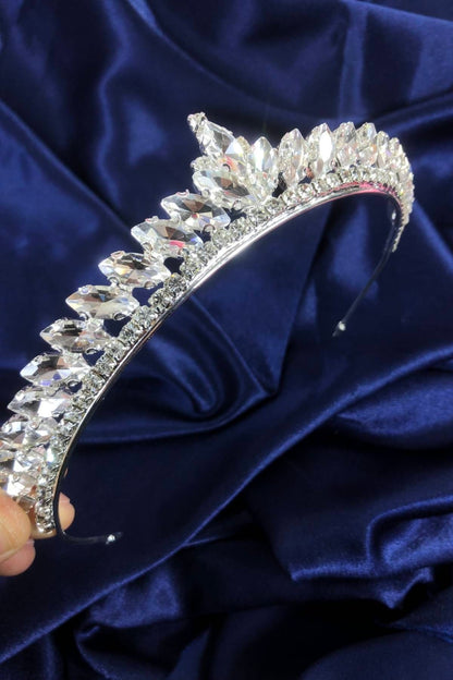Damen Silber Farbe Dünne Shuttle Stein Braut Henna Krone