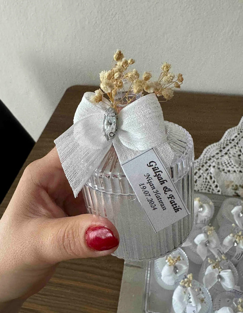 10 Adet Parlak Taşlı Nikah Şekeri Mum – Söz, Nişan, Kına, Düğün, Mevlüt ve Sünnet İçin Hediyelik Hatıra