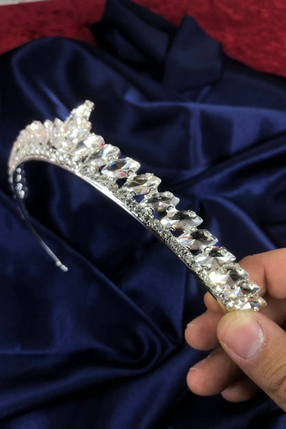 Damen Silber Farbe Dünne Shuttle Stein Braut Henna Krone