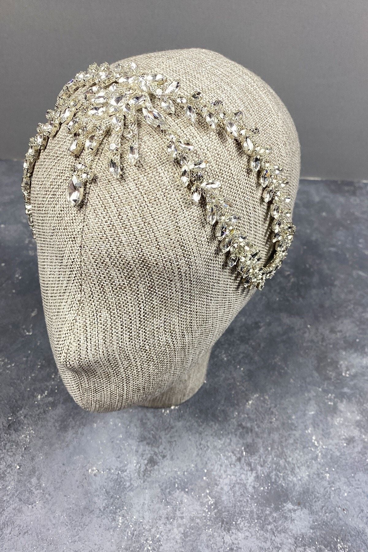 Brautkrone, Brauthaar-Accessoire, silbernes Sema-Stirnband, Braut- und Henna-Krone, Haar-Accessoire