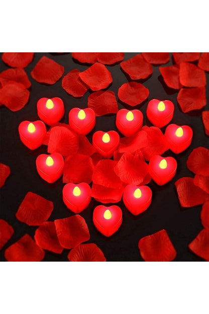 Vıpkalite 24 Stück rote LED-beleuchtete Herzkerze Rote LED-Kerze Weihnachtskerzen Batteriebetriebene Kerze Beleuchtete Kerze