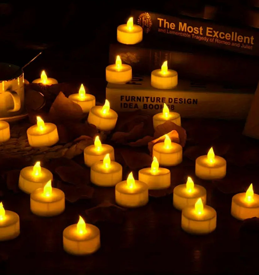 Alevli Tealight Mum Seti – Dekoratif Işık Yayan Pil ile Çalışan LED Mum