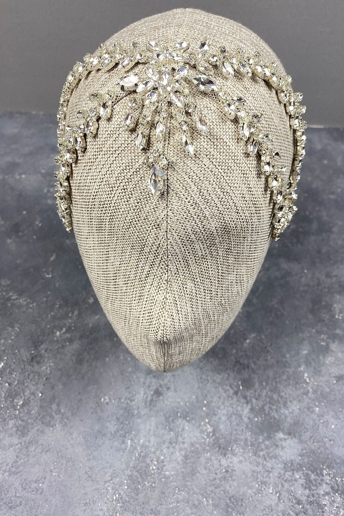 Brautkrone, Brauthaar-Accessoire, silbernes Sema-Stirnband, Braut- und Henna-Krone, Haar-Accessoire