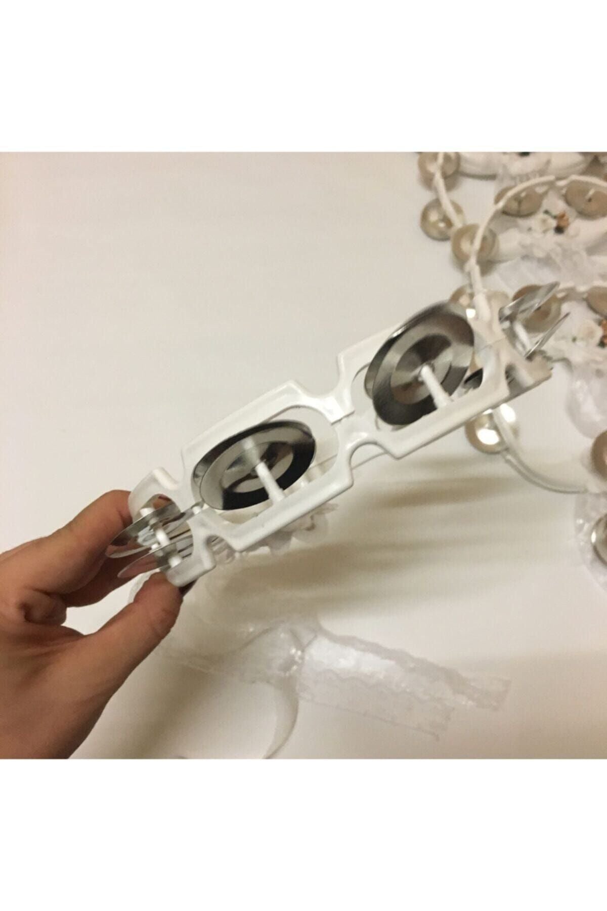 5 Adet Beyaz Çiçeklerle Süslenmiş Nedime Tefi Düğün Ve Kına Için Plastik Tef 1