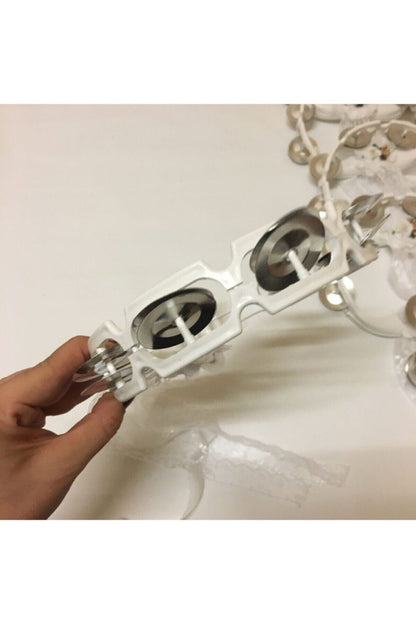 5 Adet Beyaz Çiçeklerle Süslenmiş Nedime Tefi Düğün Ve Kına Için Plastik Tef 1