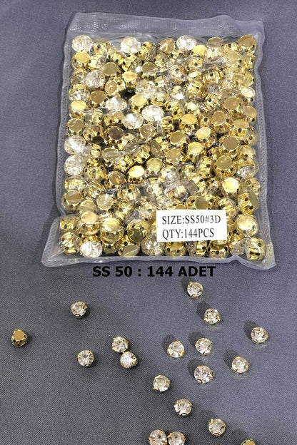 Sarı Metal Kasalı Dikme Beyoğlu Taşı (1 Paket) Ss 50 144 Adet