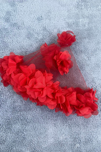 Kına Gecesi Gelin Halay Mendili Kırmızı Lazer Güllü Gelin Halay Aksesuarı