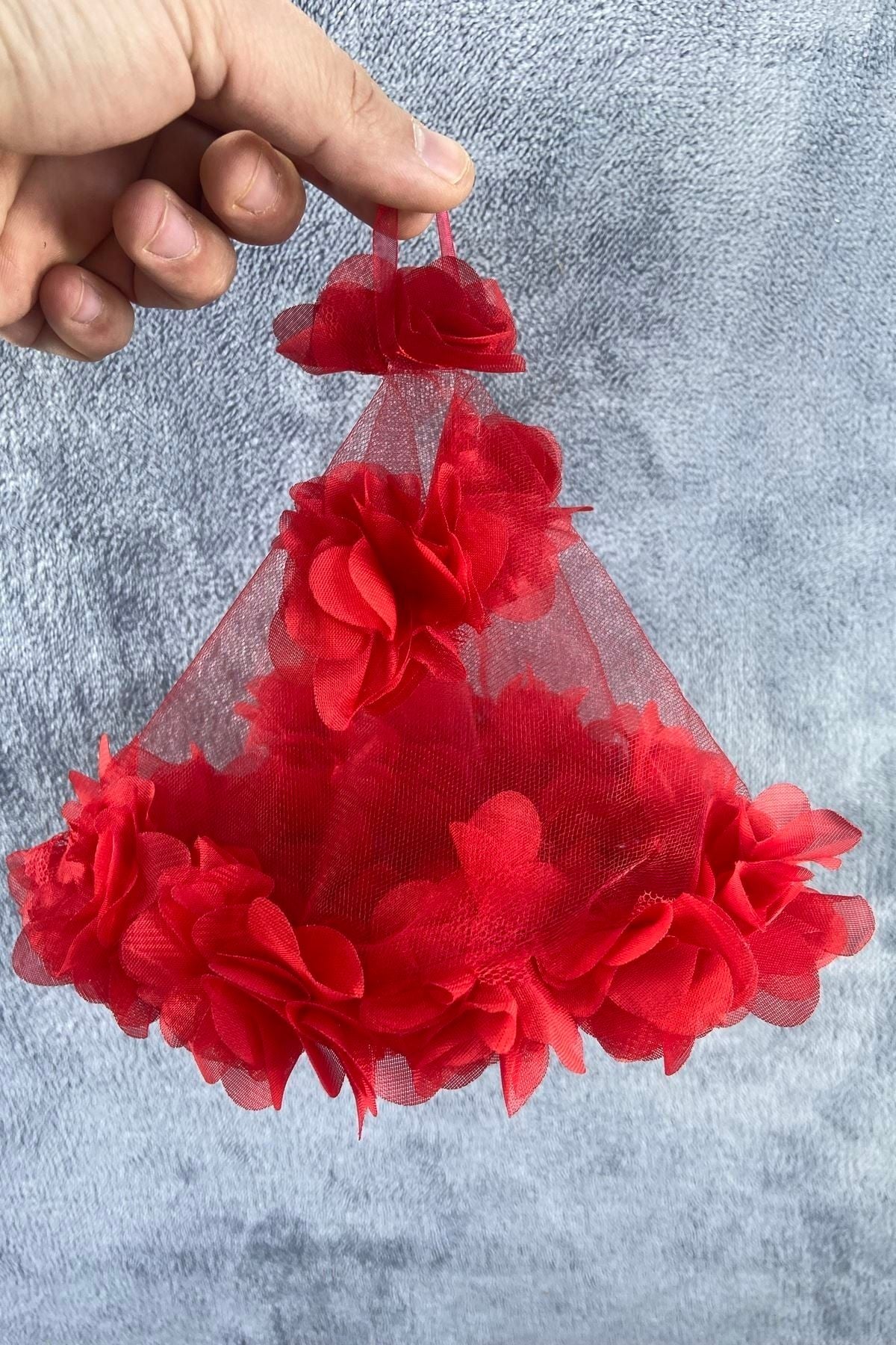 Kına Gecesi Gelin Halay Mendili Kırmızı Lazer Güllü Gelin Halay Aksesuarı