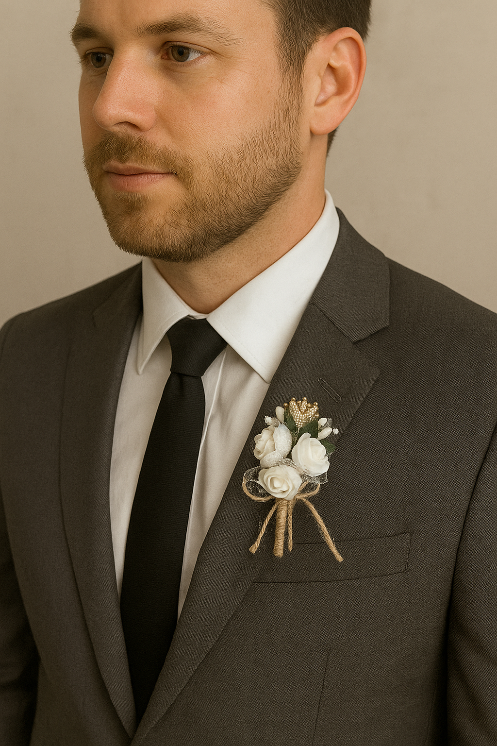 Schneewittchen-Rose-Anstecknadel – Elegantes und stilvolles Bräutigam-Accessoire