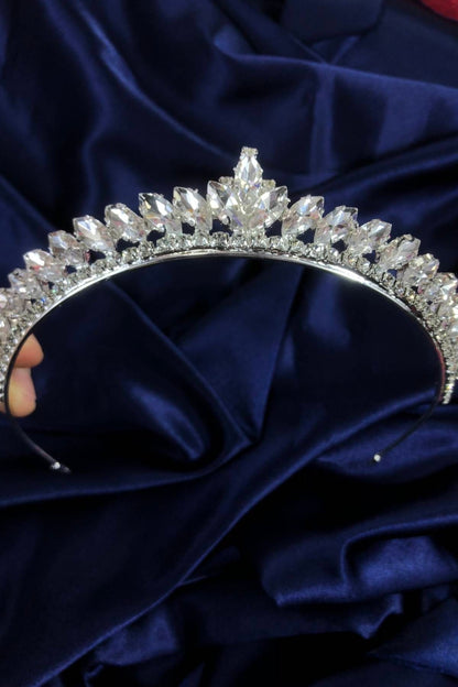 Damen Silber Farbe Dünne Shuttle Stein Braut Henna Krone