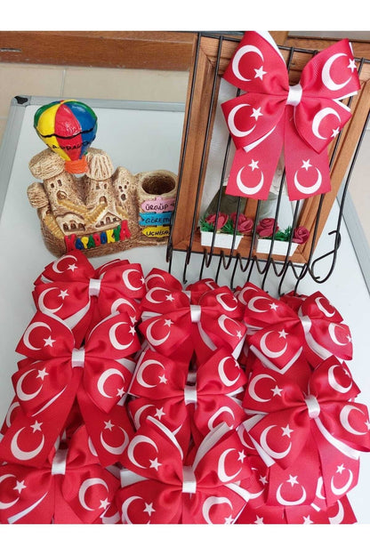 23 Nisan Ay Yıldız Türk Bayrağı Baskılı Kombin Toka Kırmızı Beyaz (paket Içeriği 11 Adettir.)