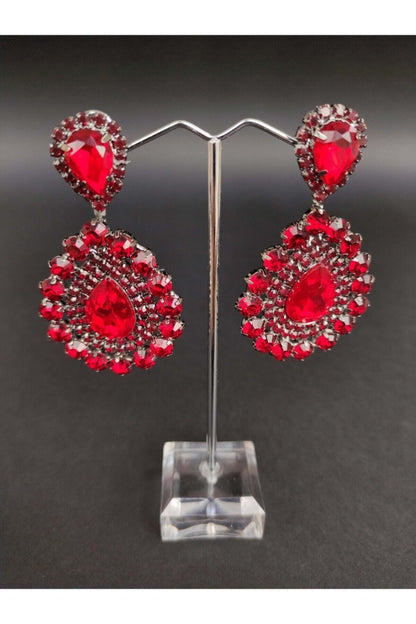 Burgunder Kristall Stein Henna Hochzeit Braut Ohrringe