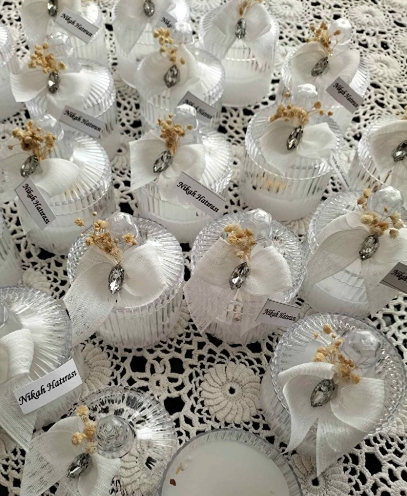 10 Adet Parlak Taşlı Nikah Şekeri Mum – Söz, Nişan, Kına, Düğün, Mevlüt ve Sünnet İçin Hediyelik Hatıra
