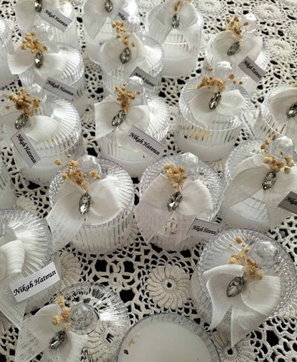 10 Adet Parlak Taşlı Nikah Şekeri Mum – Söz, Nişan, Kına, Düğün, Mevlüt ve Sünnet İçin Hediyelik Hatıra