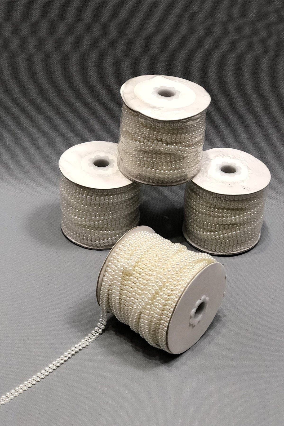 Çift Sıra Krem Kesik Inci 4 Mm 1 Metre
