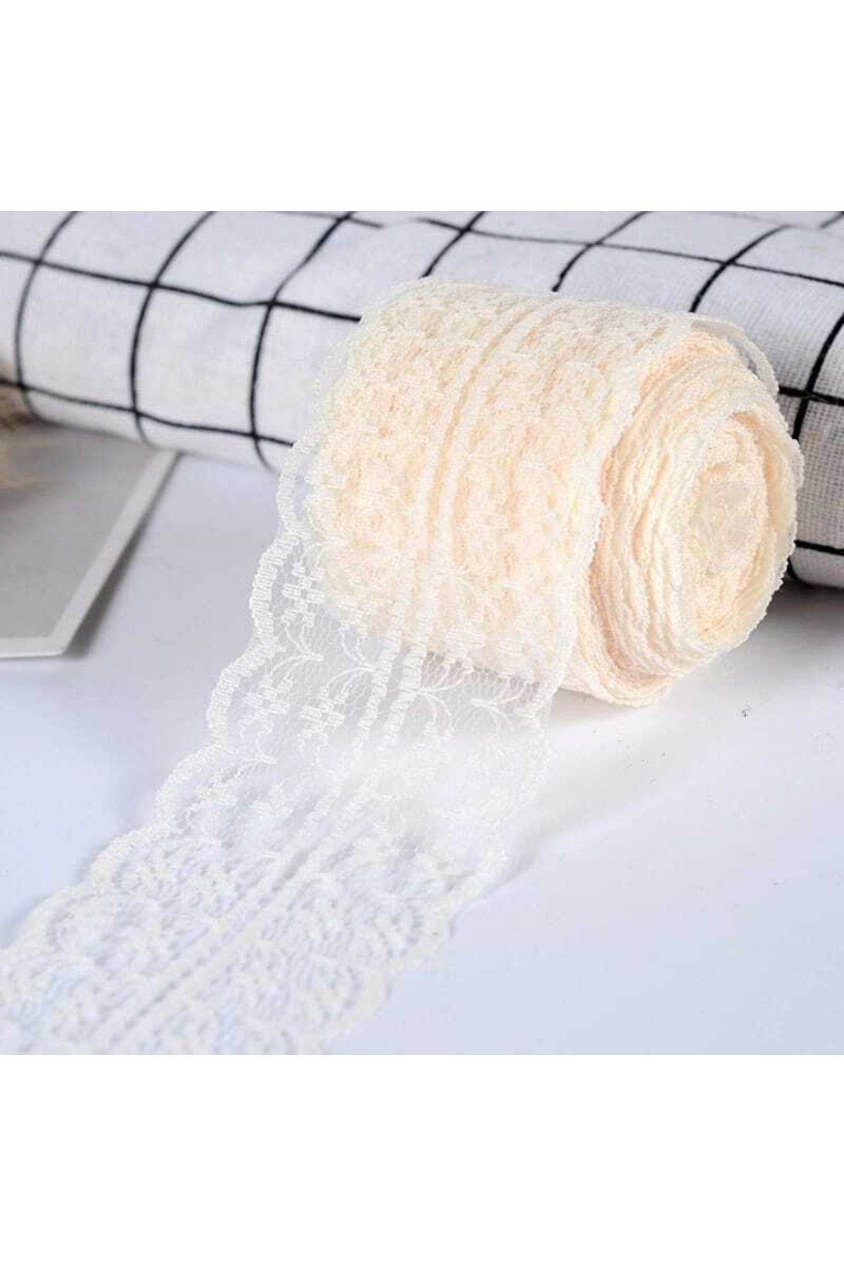 Krem Renk Dantel Kurdele 5 Cm 5 Metre