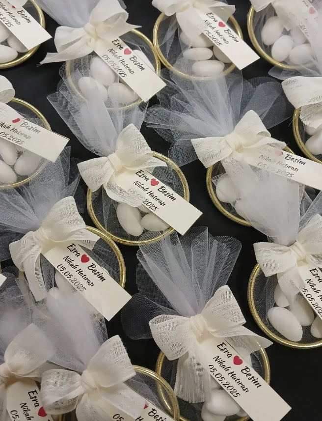 10 Adet Süslemeli Halka Şekerleme Nikah Şekeri – Nişan, Söz ve Düğün İçin Magnetsiz Hediyelik