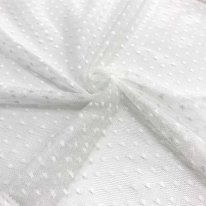 Puantiyeli Beyaz Tül Kumaş – 150cm En, 50cm Boy – Gelin Eldiveni ve Violet Yapımı İçin